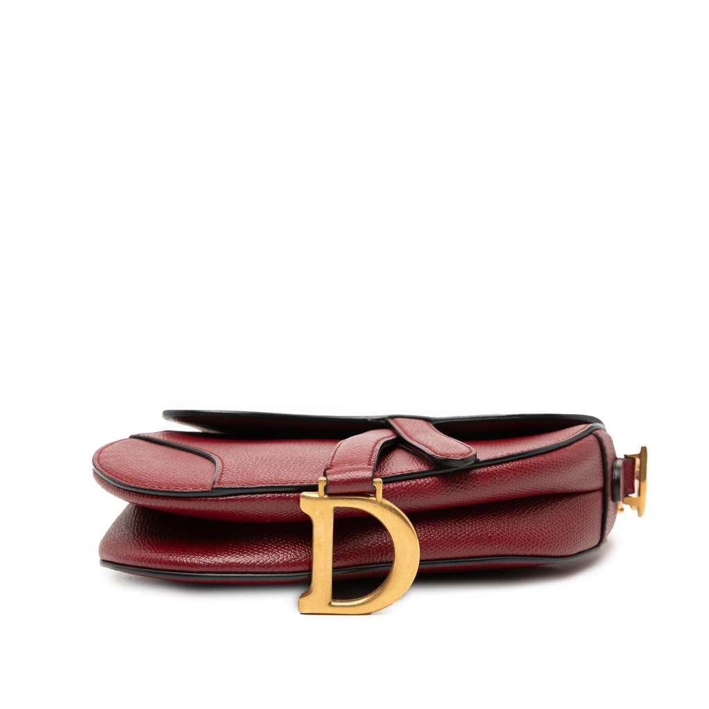 Dior Mini Grained Calfskin Saddle Bag Red Leather Good condition - Inside View