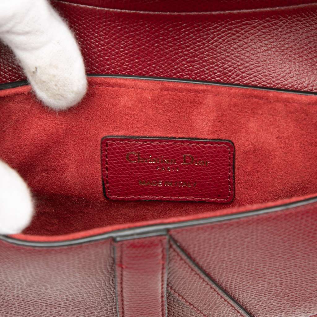 Dior Mini Grained Calfskin Saddle Bag Red Leather Good condition - Box View