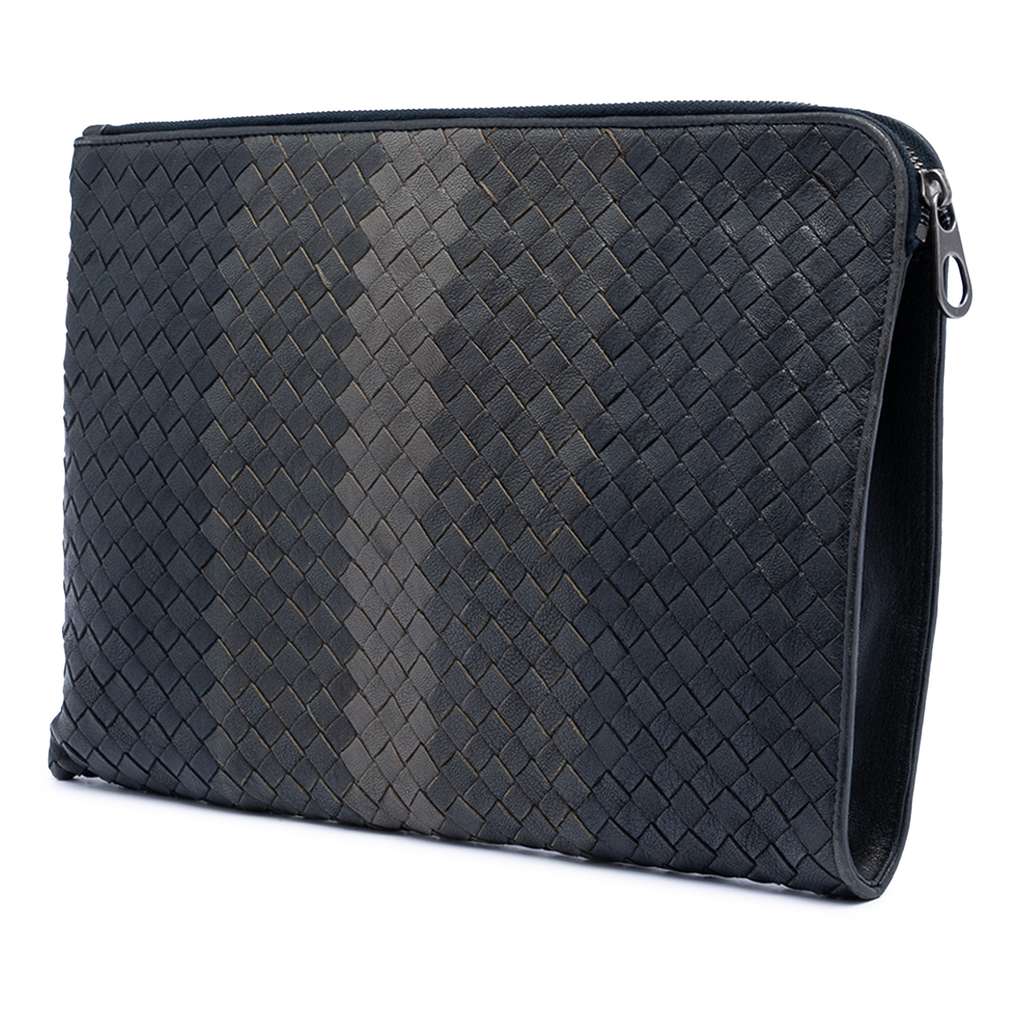Bottega Veneta Tricolor Nappa Intrecciato Clutch Black Leather Good condition - Back View