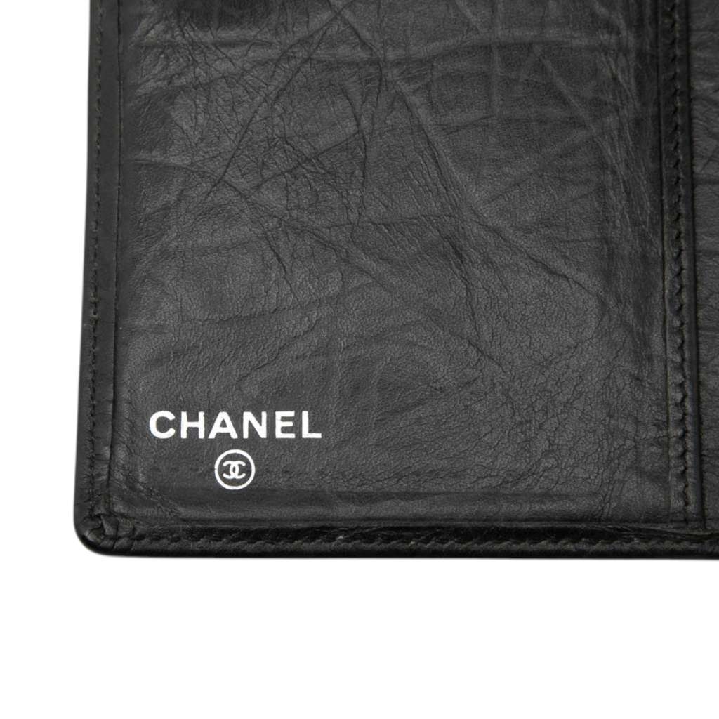 Chanel Quilted Aged Calfskin Cambon Ligne Bifold Wallet Black Leather Good condition - Box View