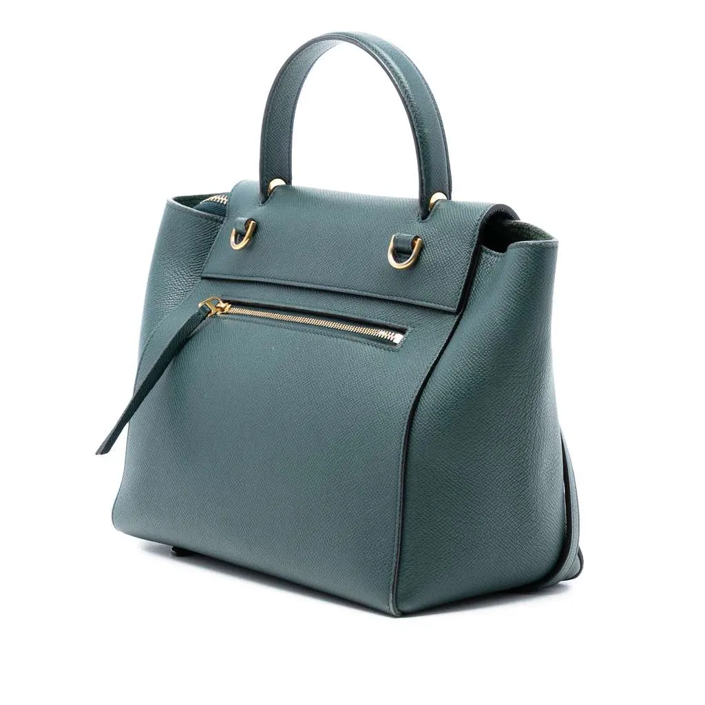 Celine Micro Grained Calfskin Belt Bag Green Leather Very good - Back View