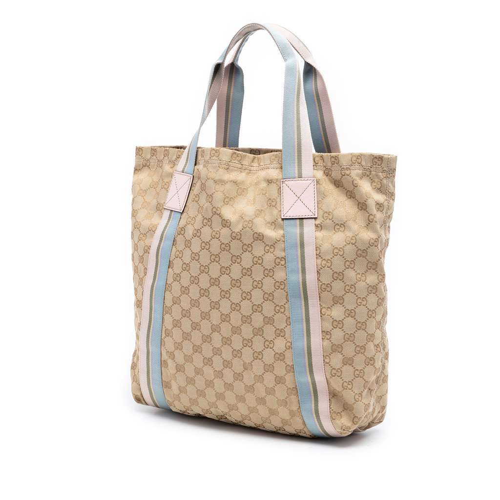 Gucci GG Canvas Web Tote Beige Canvas Good condition - Back View