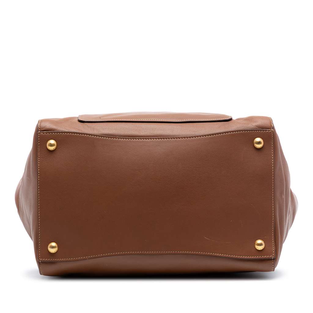 Prada Soft Calf Front Pocket Open Convertible Tote Brown Leather Good condition - Inside View