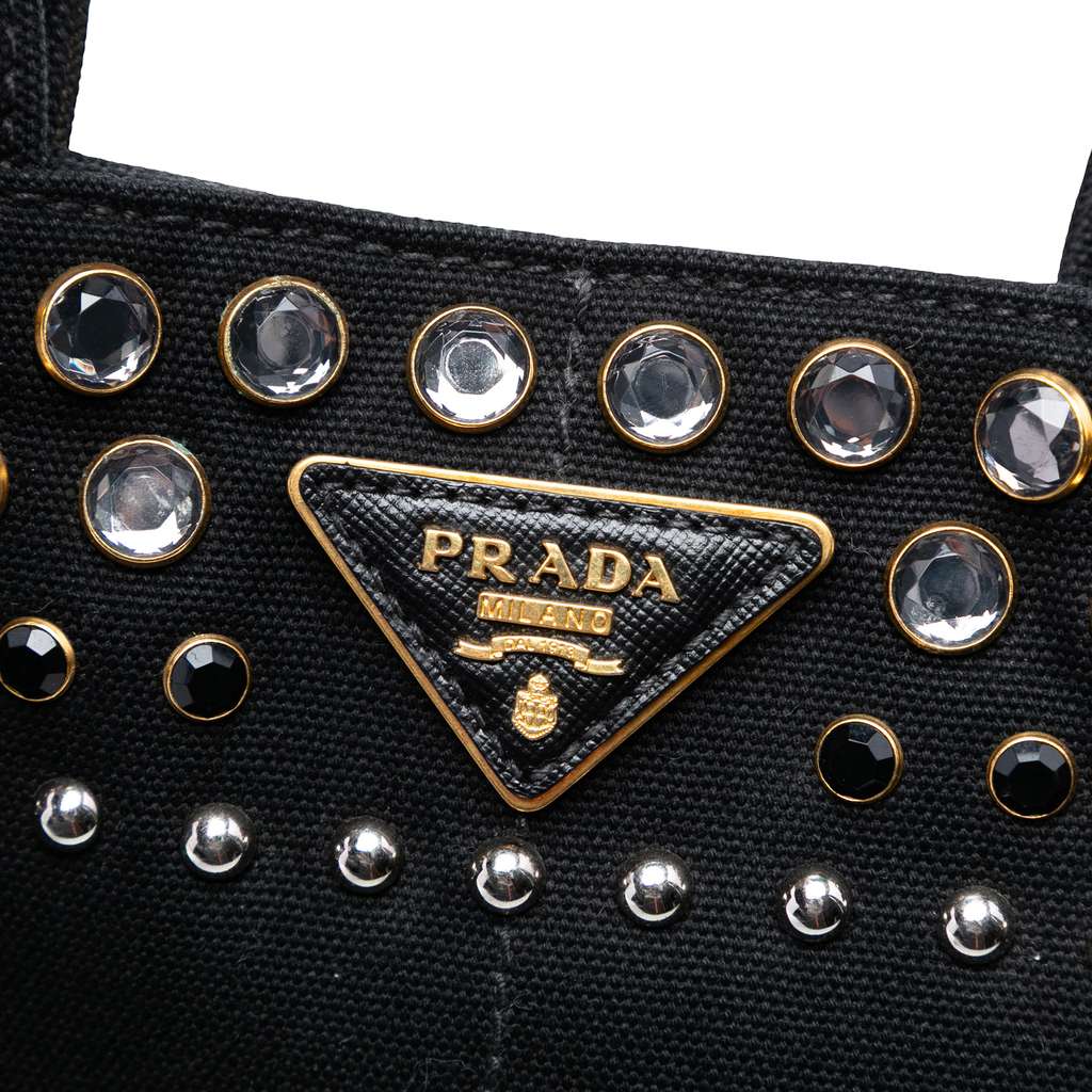 Prada Large Canvas Canapa Bijoux Satchel Black Canvas Good condition - Box View
