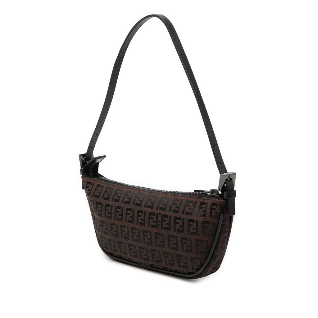 Fendi Zucchino Canvas Half Moon Pochette Brown Canvas Good condition - Back View