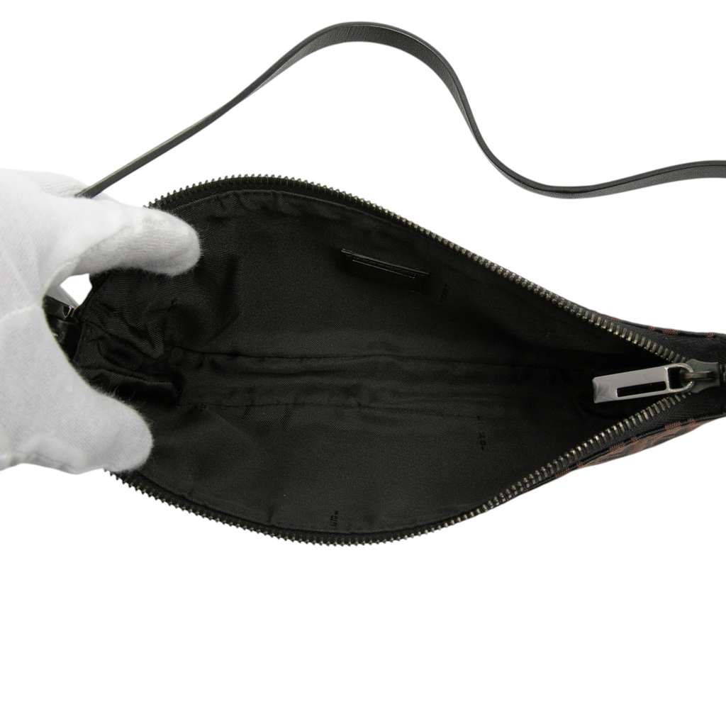 Fendi Zucchino Canvas Half Moon Pochette Brown Canvas Good condition - Model View