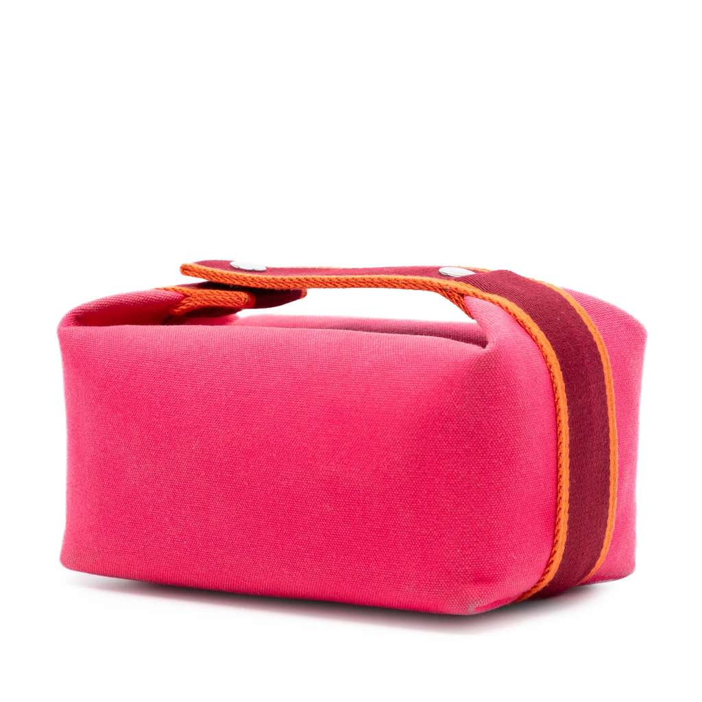Hermès Small Toile Bride A Brac Case Pink Canvas Good condition - Back View