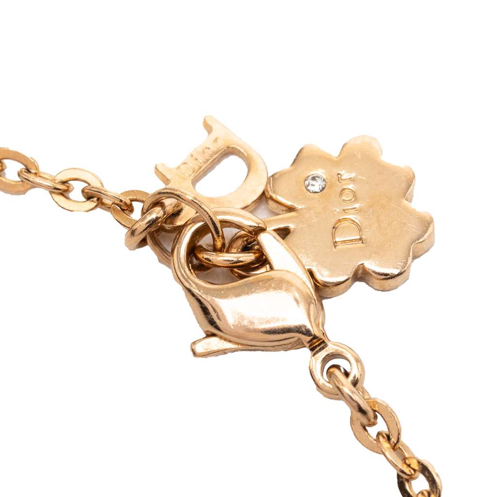 Dior Gold Plated Crystal Heart Charms Bracelet Gold Metal Good condition - Model View