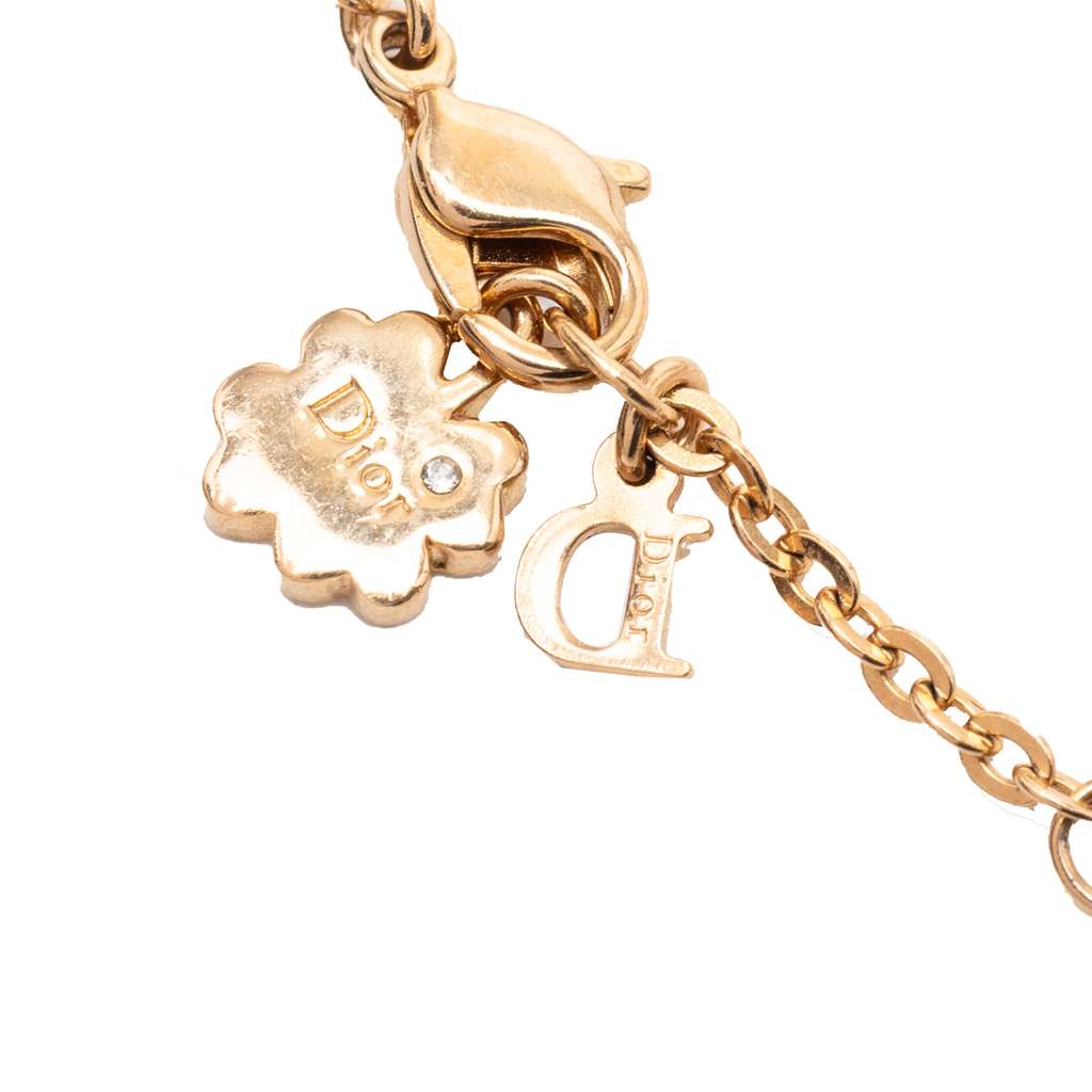 Dior Gold Plated Crystal Heart Charms Bracelet Gold Metal Good condition - Box View