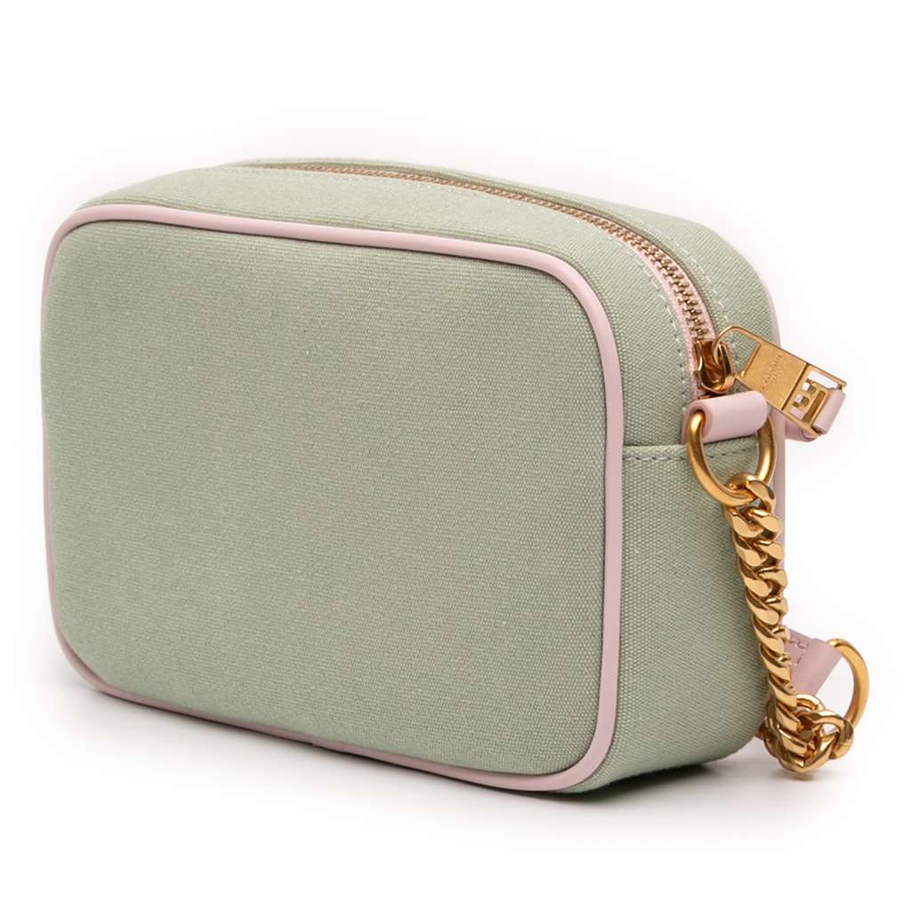 Balmain Embroidered Canvas B Army Camera Bag 18 Green Canvas Good condition - Back View