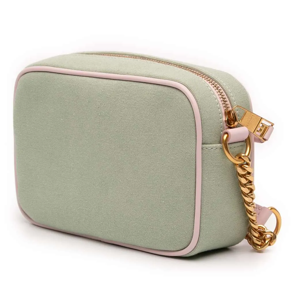 Balmain Embroidered Canvas B Army Camera Bag 18 Green Canvas Very good - Back View