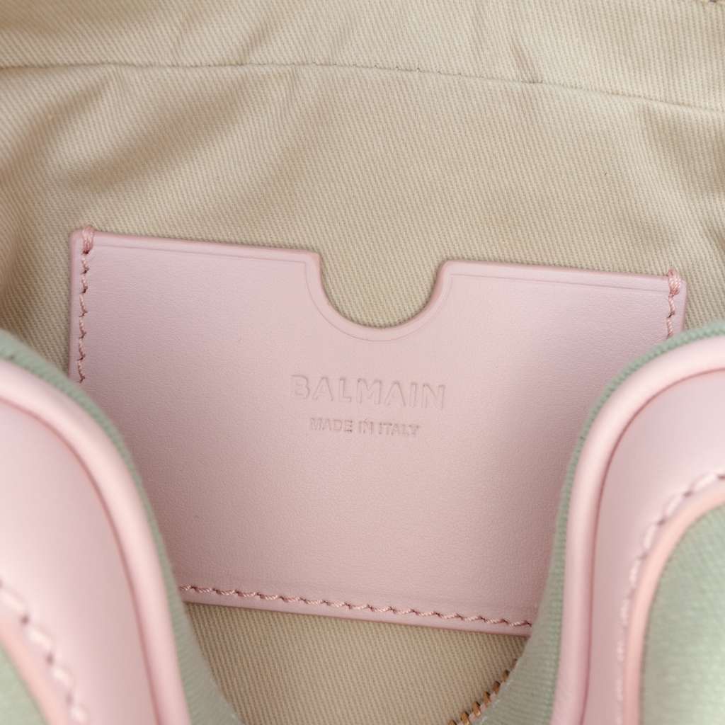 Balmain Embroidered Canvas B Army Camera Bag 18 Green Canvas Good condition - Box View