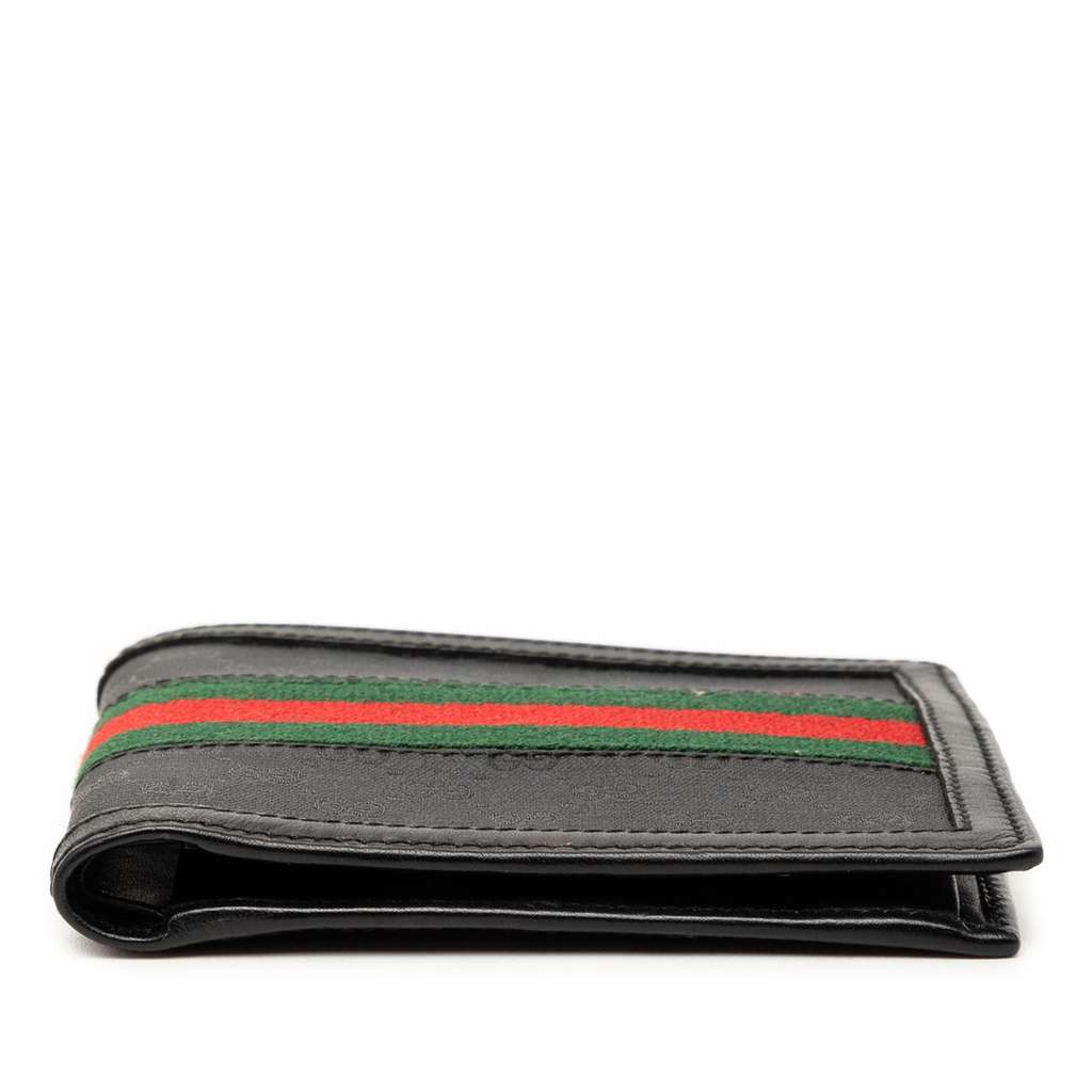 Gucci Micro GG Canvas Web Bifold Small Wallet Black Canvas Good condition - Inside View