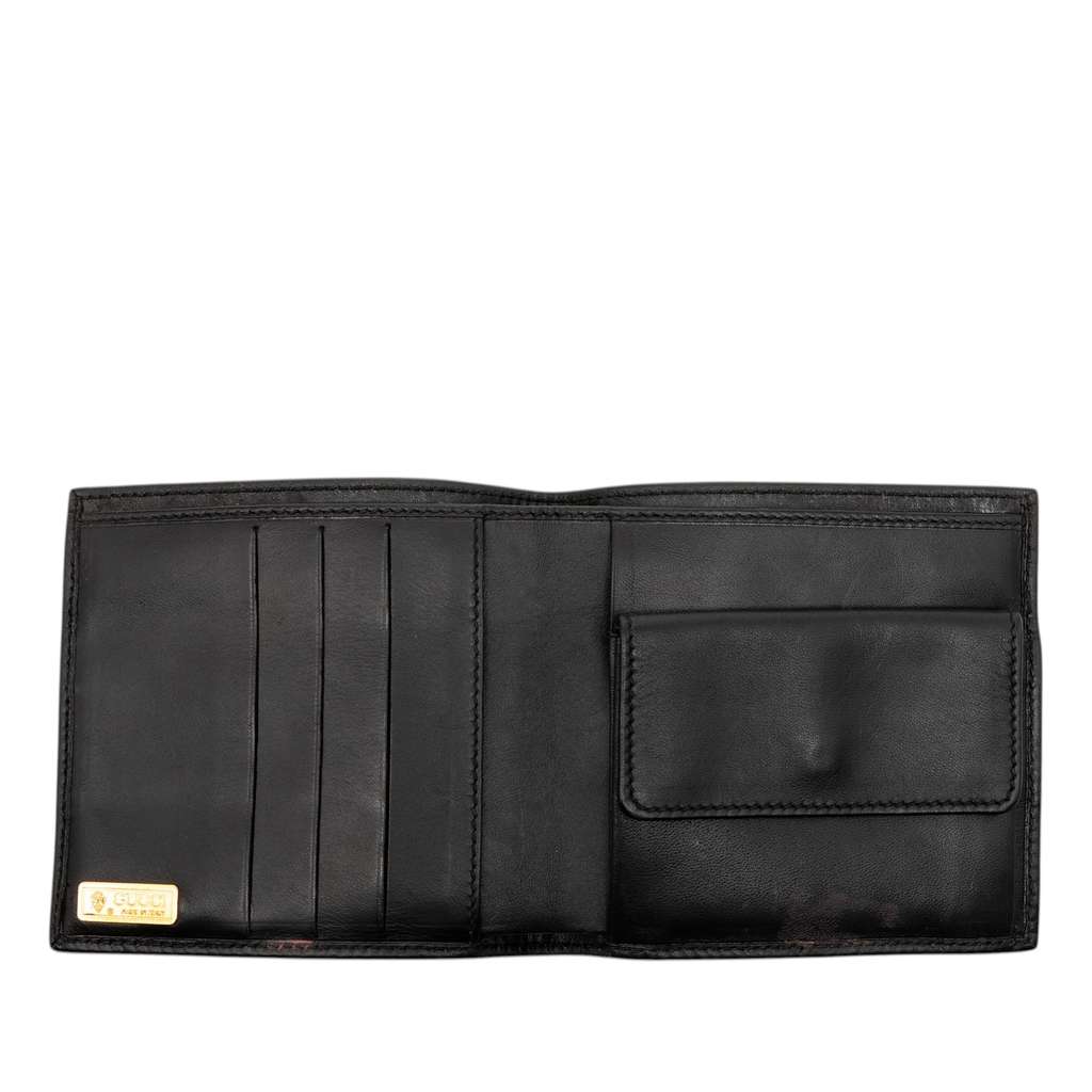 Gucci Micro GG Canvas Web Bifold Small Wallet Black Canvas Good condition - Model View