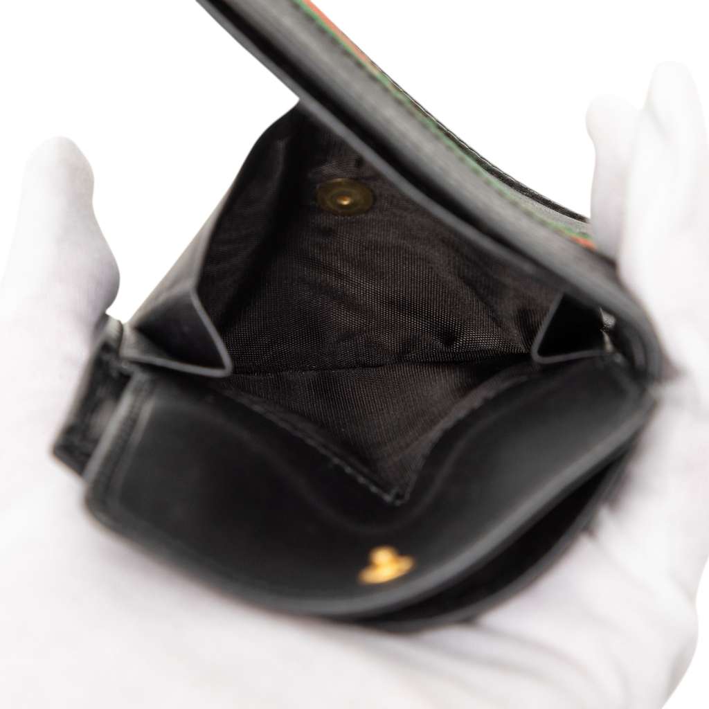 Gucci Micro GG Canvas Web Bifold Small Wallet Black Canvas Good condition - Box View