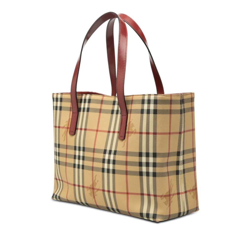 Burberry Haymarket Check Coated Canvas Tote Beige Canvas Good condition - Back View