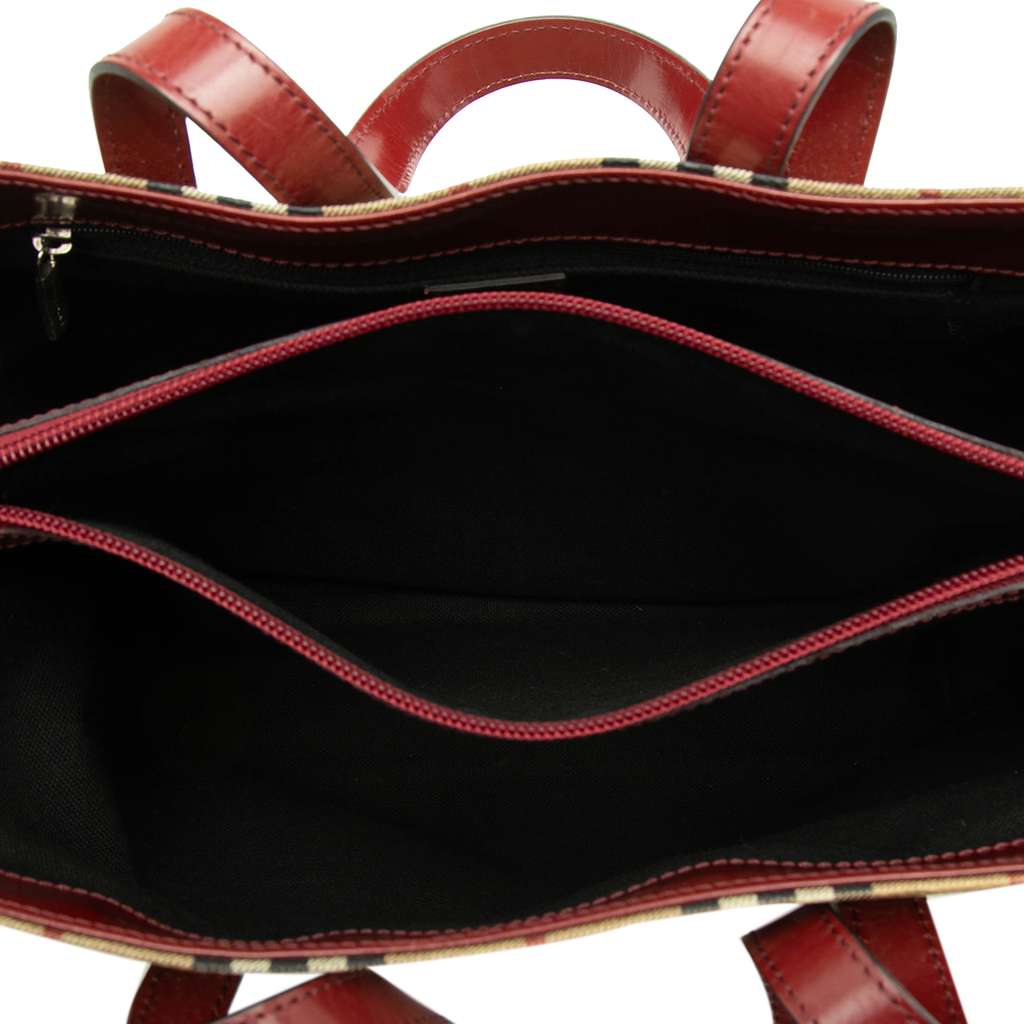 Burberry Haymarket Check Coated Canvas Tote Beige Canvas Good condition - Model View