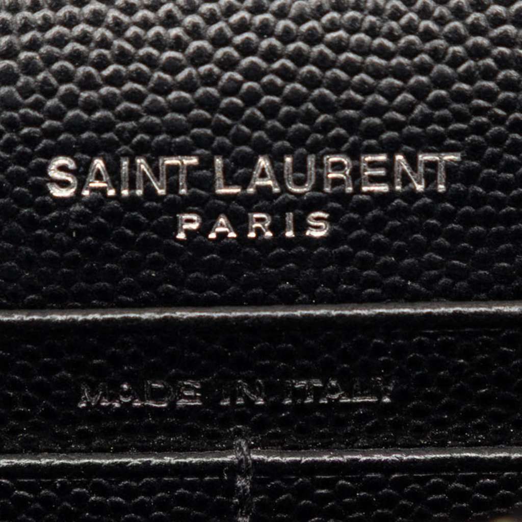 Saint Laurent Grain De Poudre Cassandre Envelope Chain Wallet Black Leather Good condition - Box View
