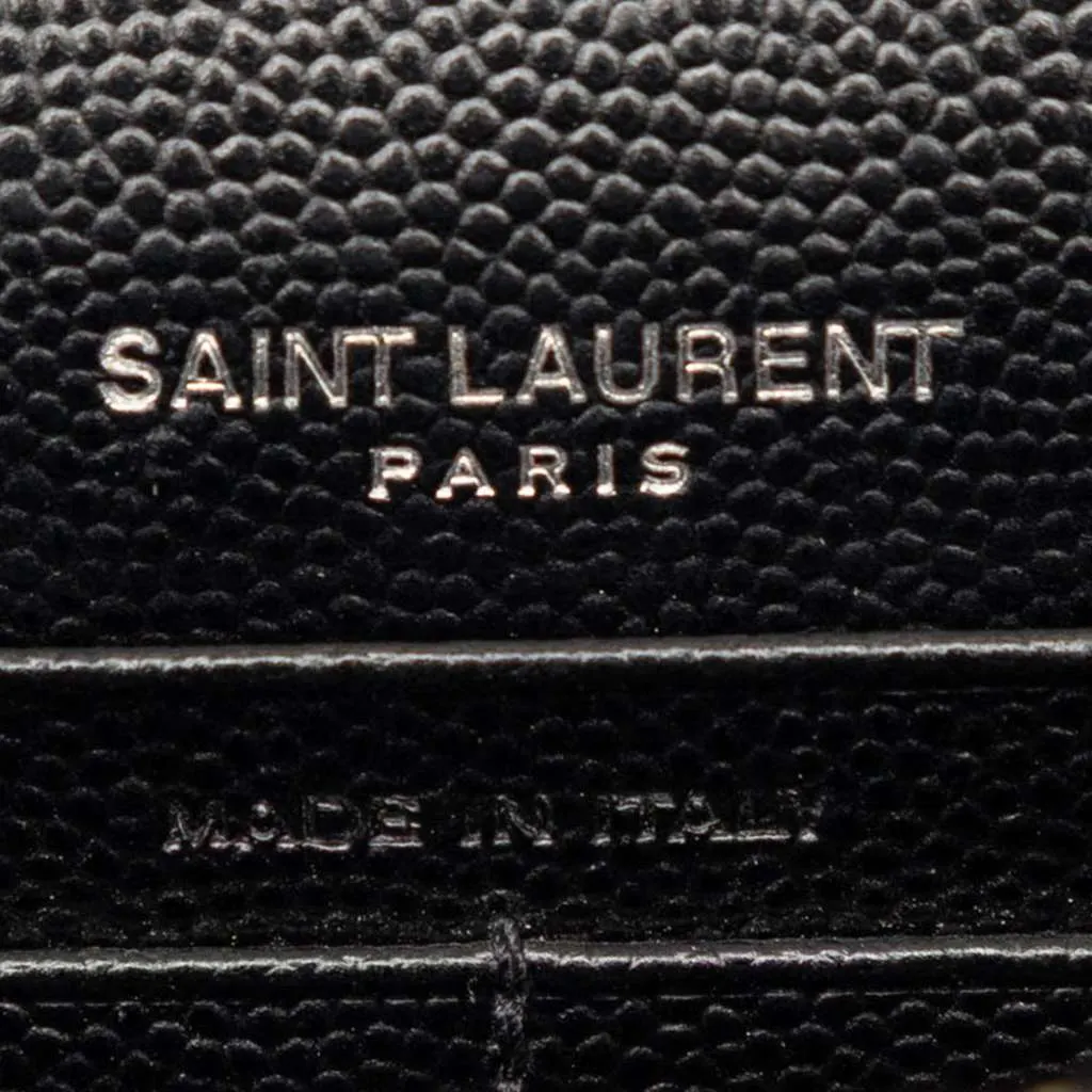 Saint Laurent Grain De Poudre Cassandre Envelope Chain Wallet Black Leather Very good - Box View