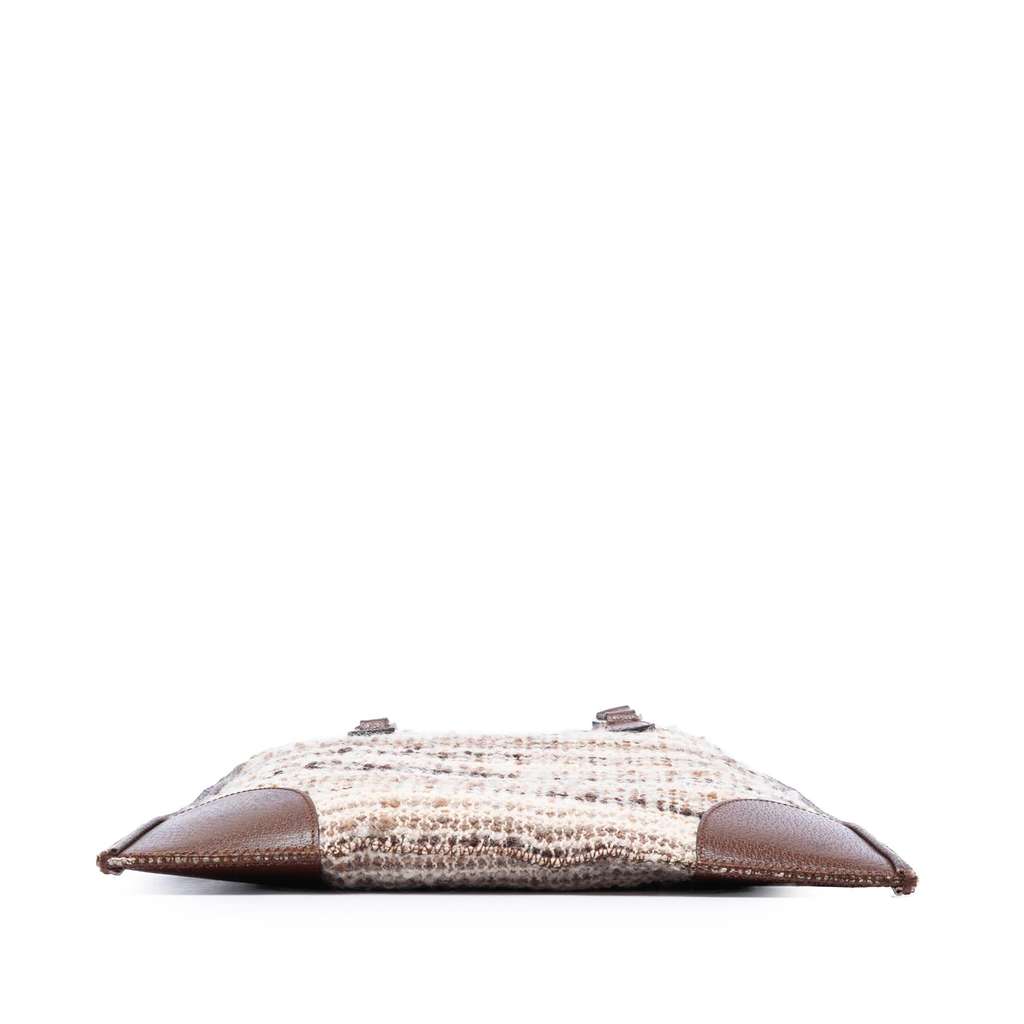 Prada Vitello Trimmed Tweed Flat Tote Beige Tweed Good condition - Inside View