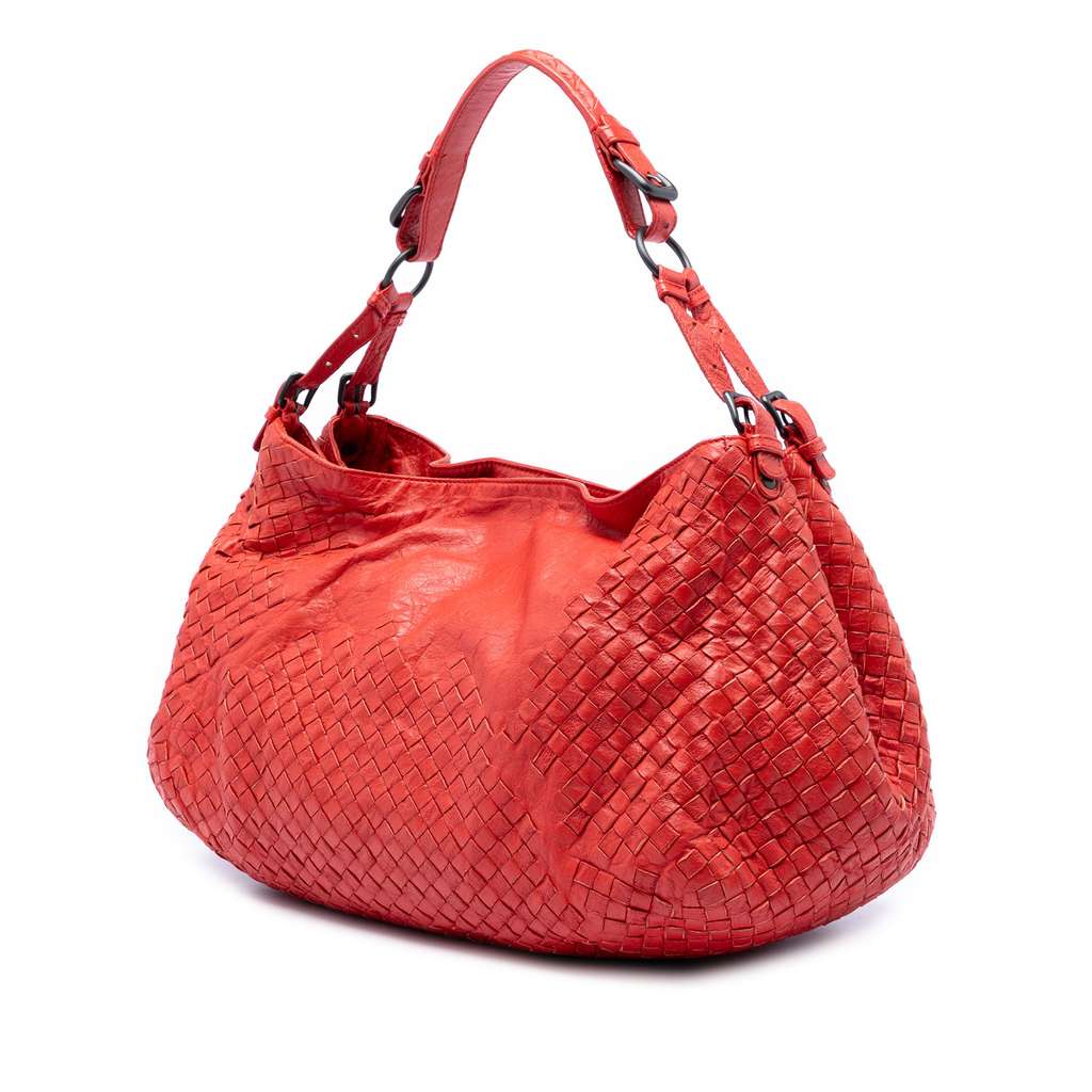 Bottega Veneta Nappa Intrecciato Shoulder Bag Red Leather Good condition - Back View