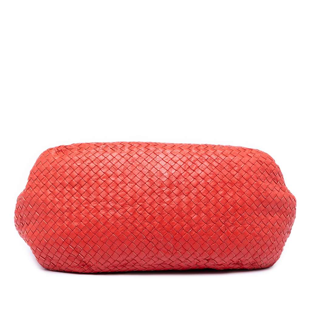 Bottega Veneta Nappa Intrecciato Shoulder Bag Red Leather Good condition - Inside View
