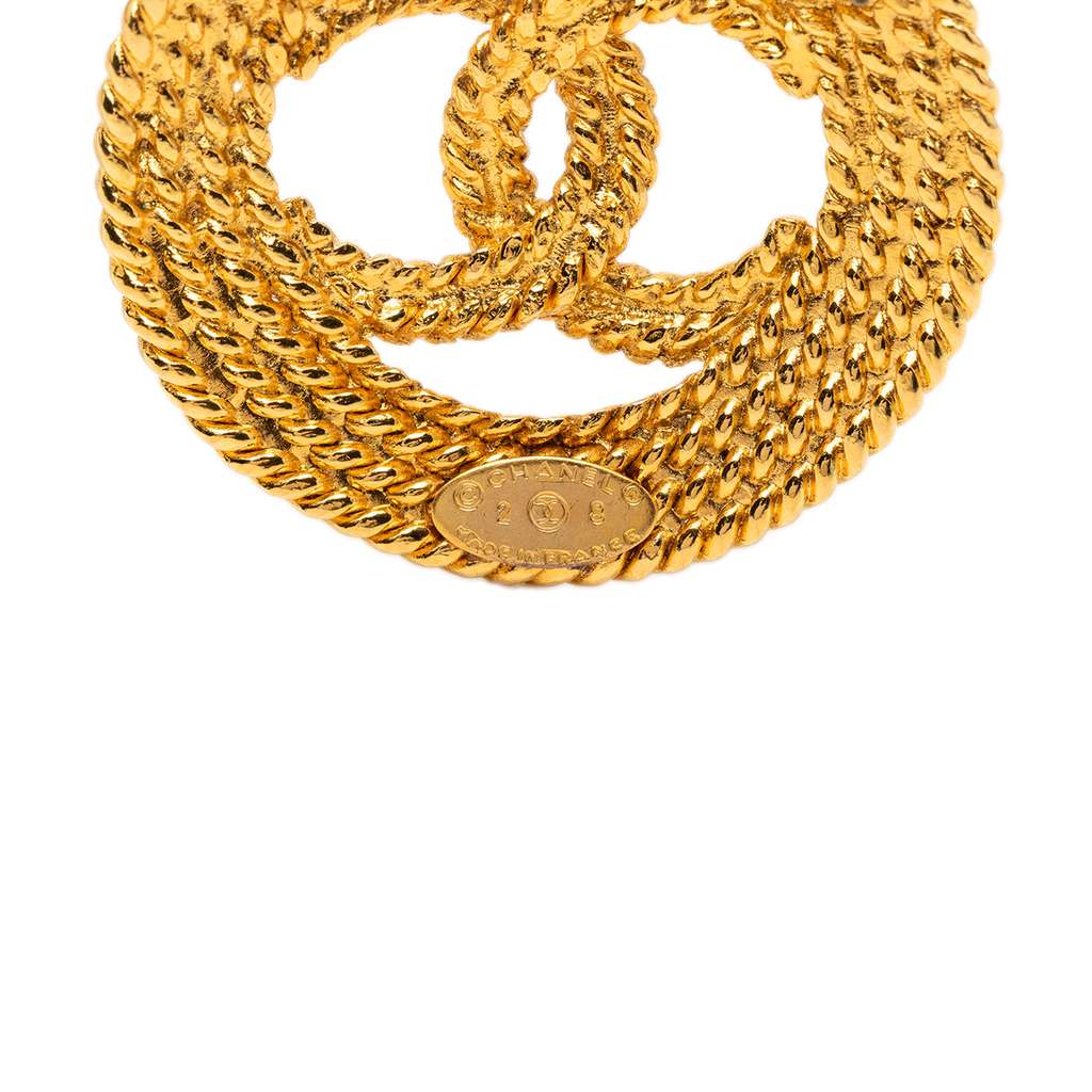Chanel Gold Plated CC Rope Brooch Gold Metal Good condition - Inside View