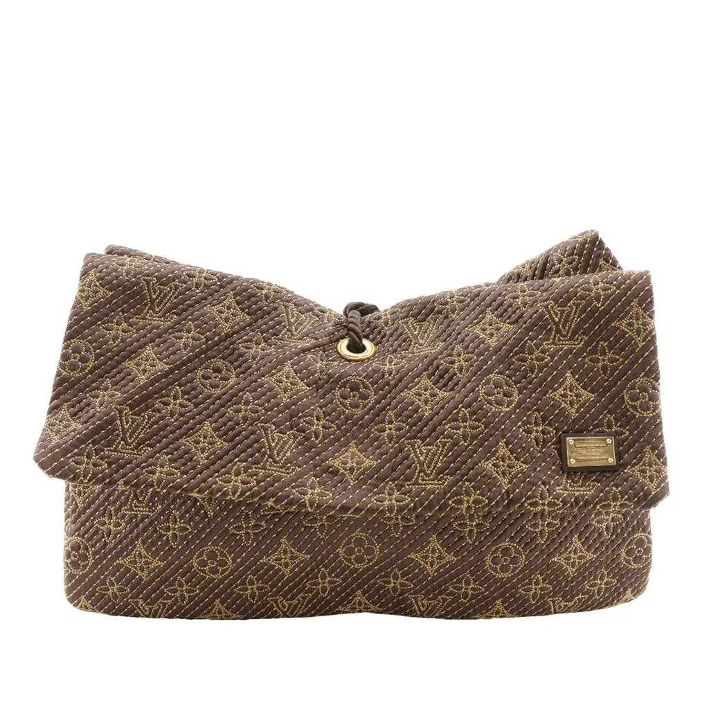 Louis Vuitton Monogram Metisse African Queen Clutch Brown Satin Very good - Front View