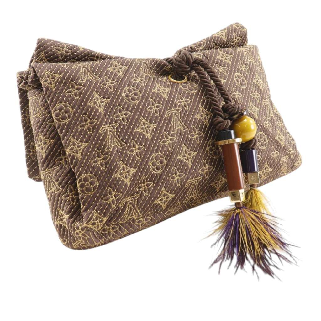 Louis Vuitton Monogram Metisse African Queen Clutch Brown Satin Good condition - Back View