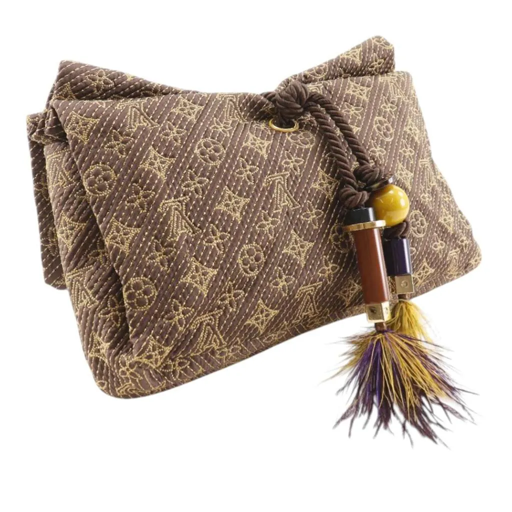 Louis Vuitton Monogram Metisse African Queen Clutch Brown Satin Very good - Back View