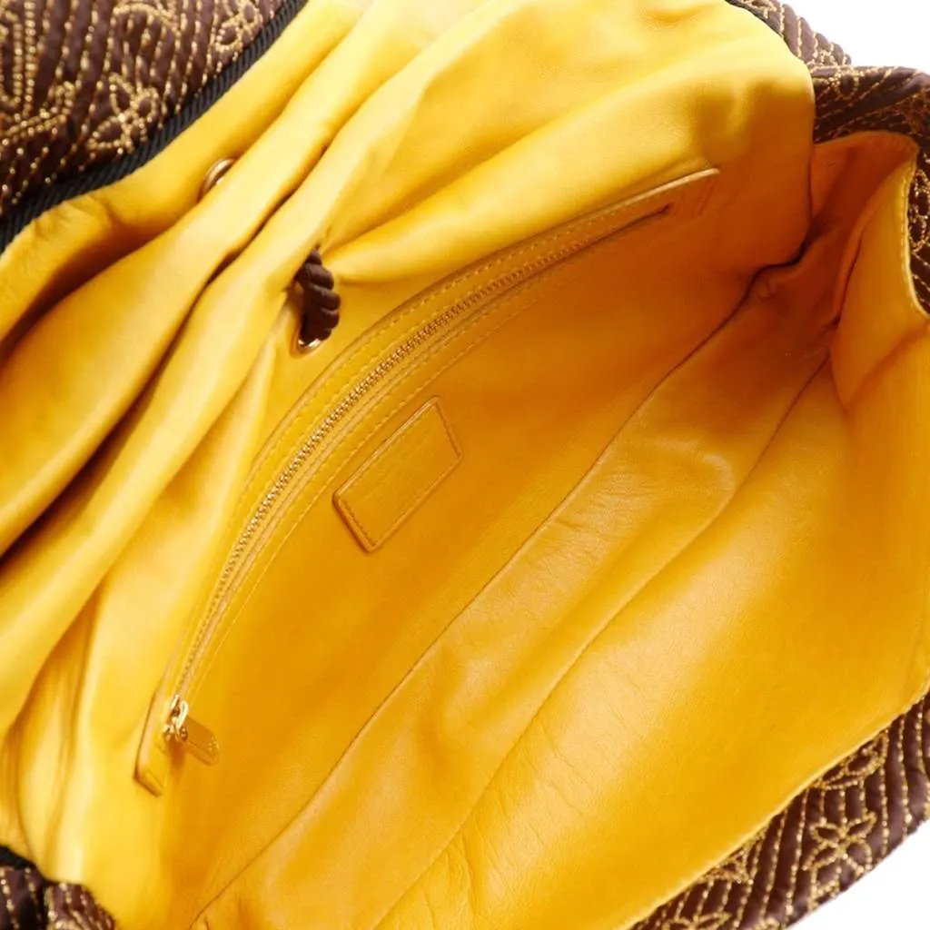 Louis Vuitton Monogram Metisse African Queen Clutch Brown Satin Very good - Model View