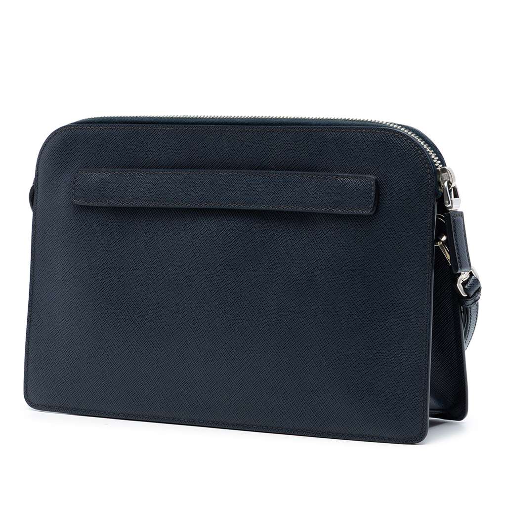 Prada Saffiano Clutch Black Leather Good condition - Back View