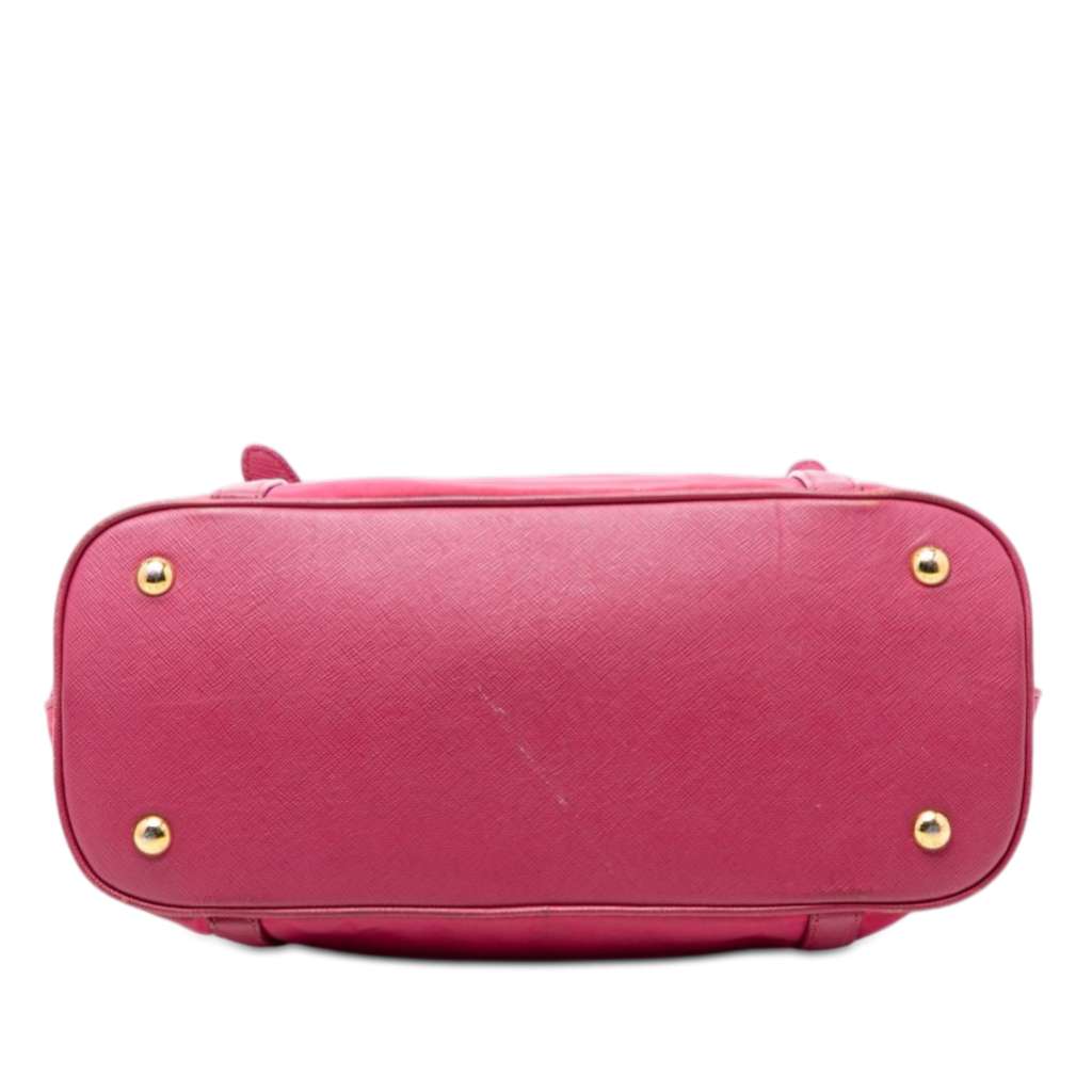 Prada Saffiano Trimmed Tessuto Dome Satchel Pink Good condition - Inside View