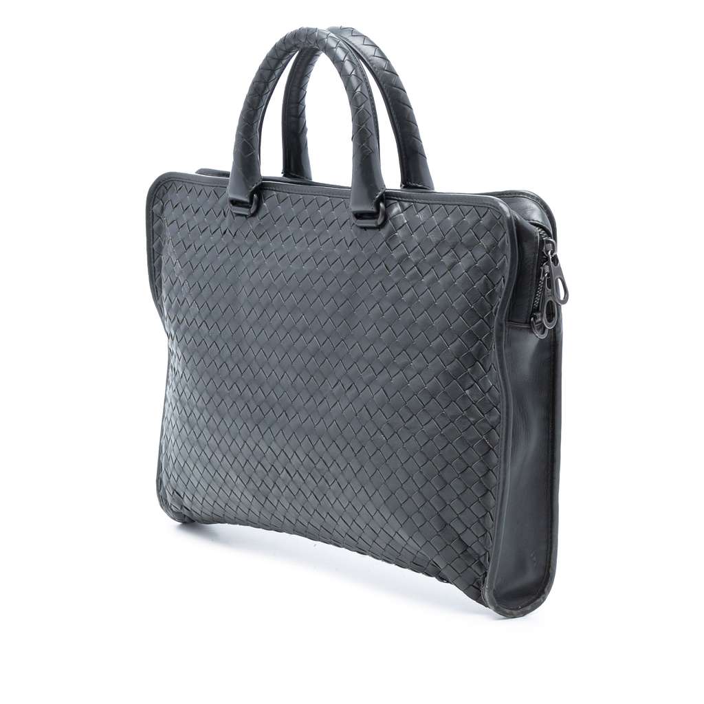 Bottega Veneta Nappa Intrecciato Business Bag Grey Leather Good condition - Back View