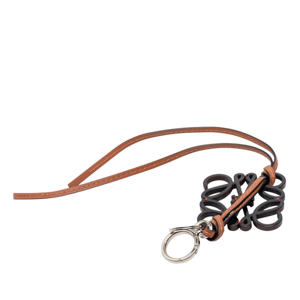 Loewe Leather Anagram Key Ring and Bag Charm Orange Leather Good condition - Back View