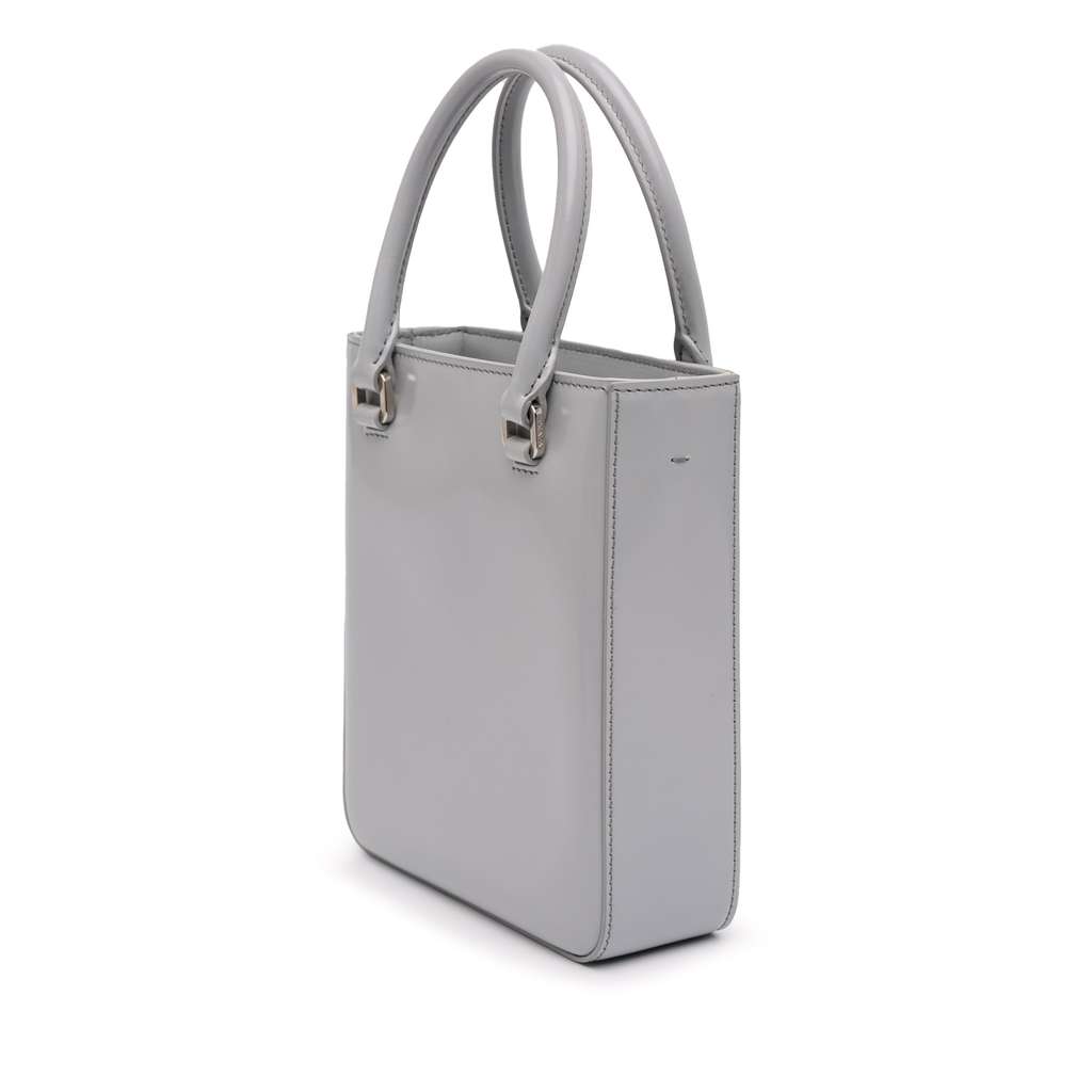 Prada Small Leather Brushed Tote Grey Leather Good condition - Back View