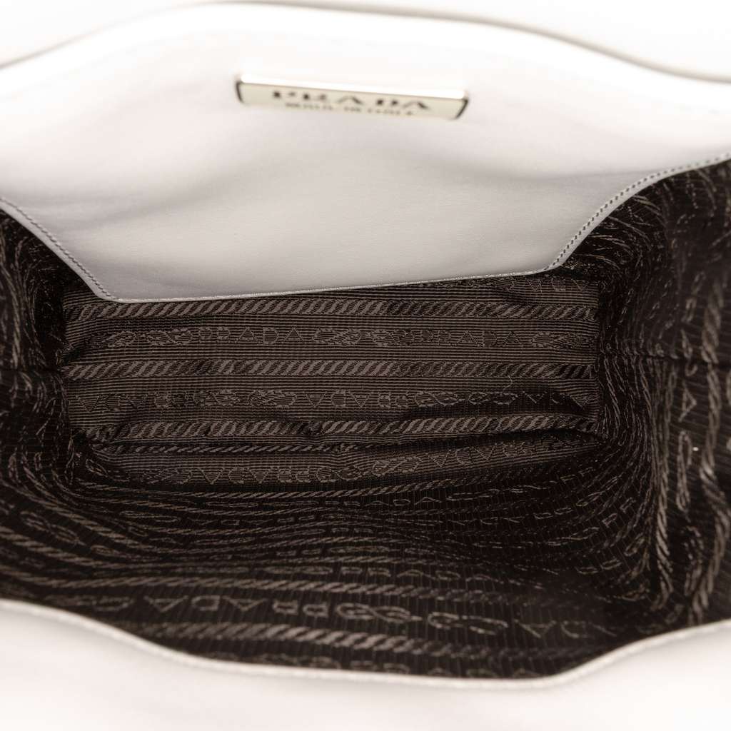 Prada Small Leather Brushed Tote Grey Leather Good condition - Model View