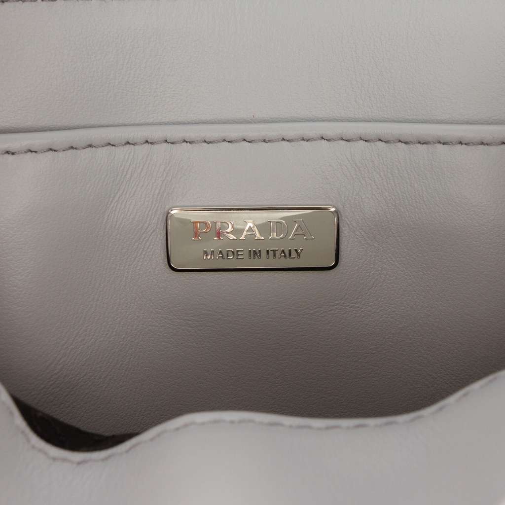 Prada Small Leather Brushed Tote Grey Leather Good condition - Box View