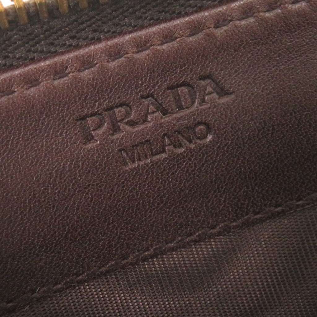 Prada Pony Hair Leopard Print Zip Around Wallet Beige Good condition - Box View