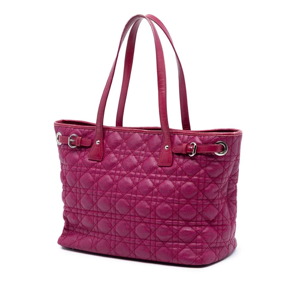 Dior Cannage Panarea Tote Bag Pink Canvas Good condition - Back View