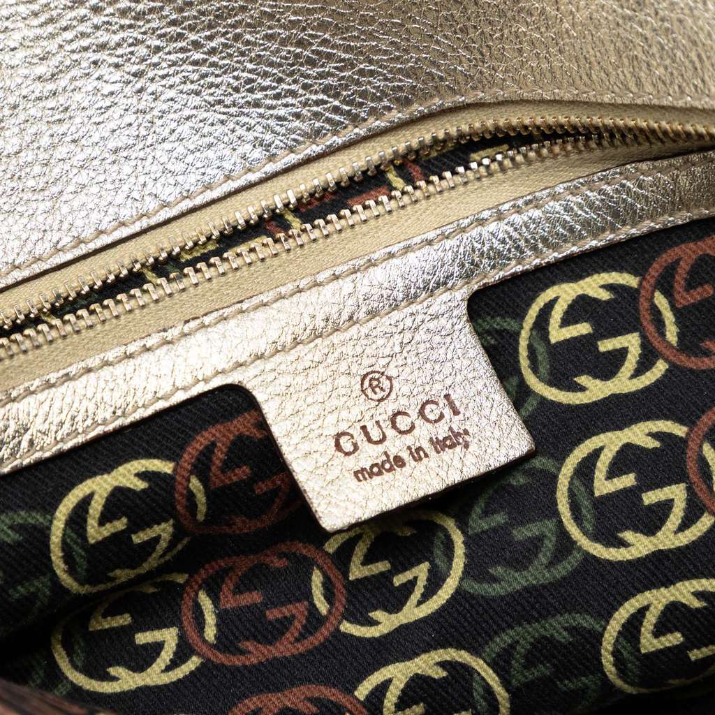 Gucci Medium Metallic Calfskin Britt Tassel Flap Shoulder Bag Gold Leather Good condition - Box View