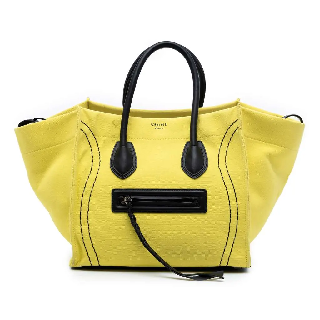 Celine Medium Canvas Phantom Luggage Tote Yellow Canvas Very good - Front View