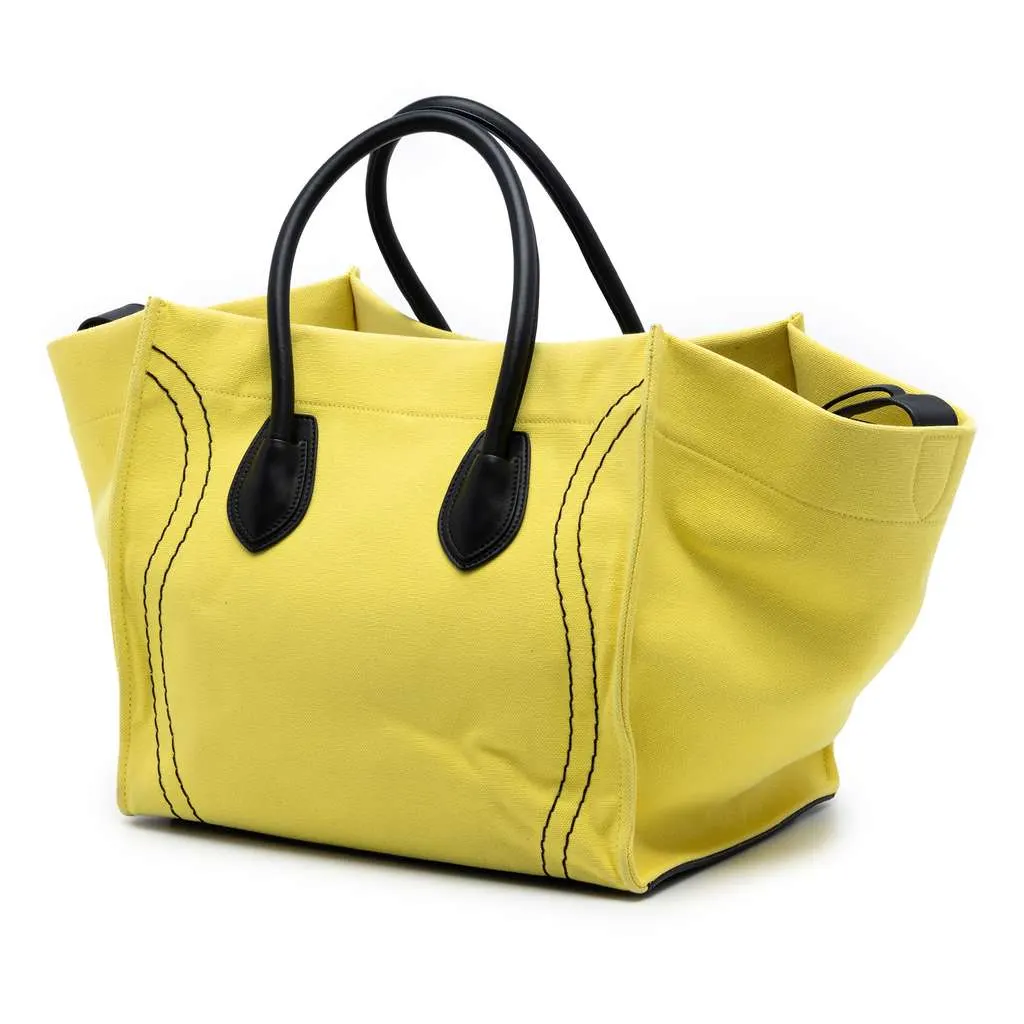 Celine Medium Canvas Phantom Luggage Tote Yellow Canvas Very good - Back View