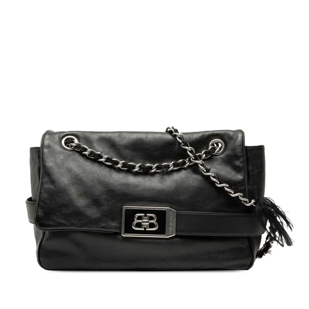Balenciaga Medium Leather Modu Shoulder Bag Black Leather Very good - Front View