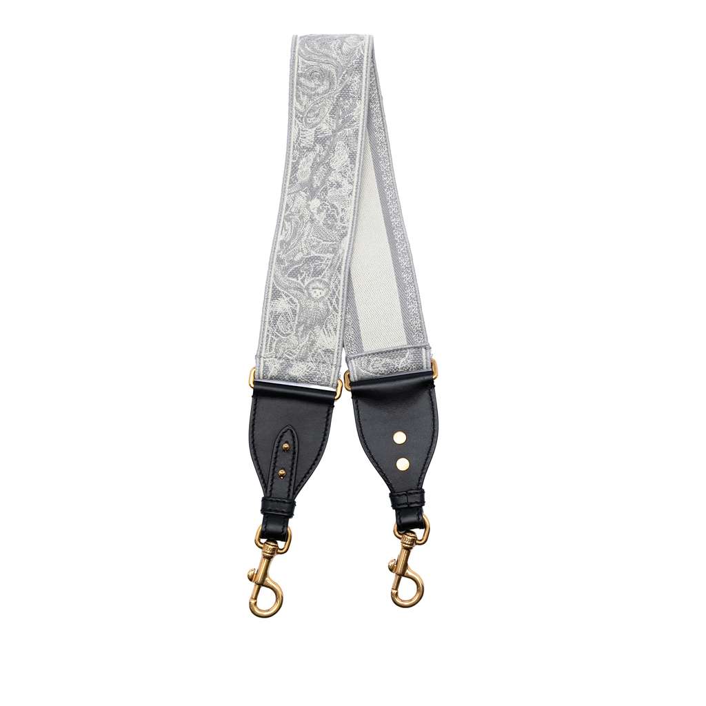 Dior Canvas Embroidered Toile de Jouy Strap Grey Canvas Good condition - Back View