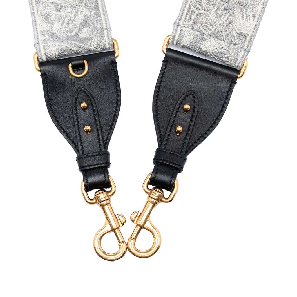 Dior Canvas Embroidered Toile de Jouy Strap Grey Canvas Good condition - Model View