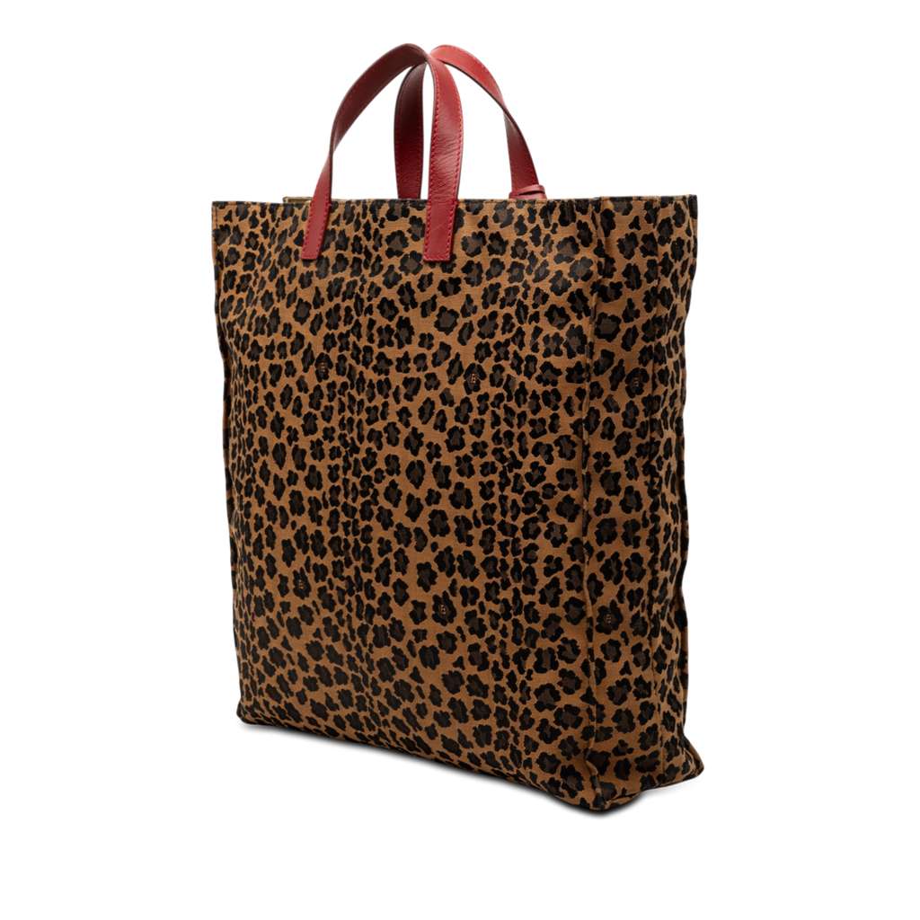 Fendi Leopard Printed Canvas Shopping Tote Brown Canvas Good condition - Back View