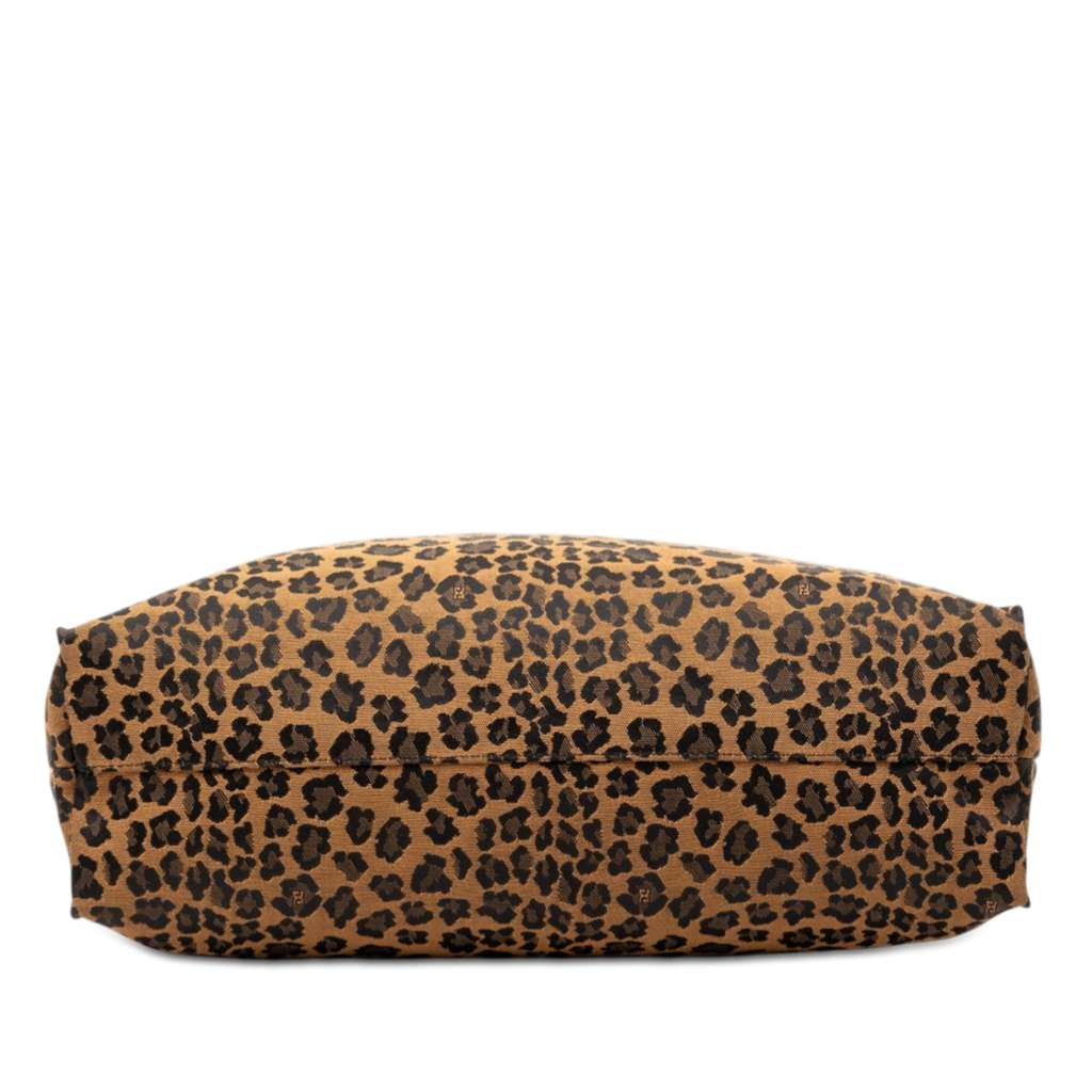 Fendi Leopard Printed Canvas Shopping Tote Brown Canvas Good condition - Inside View