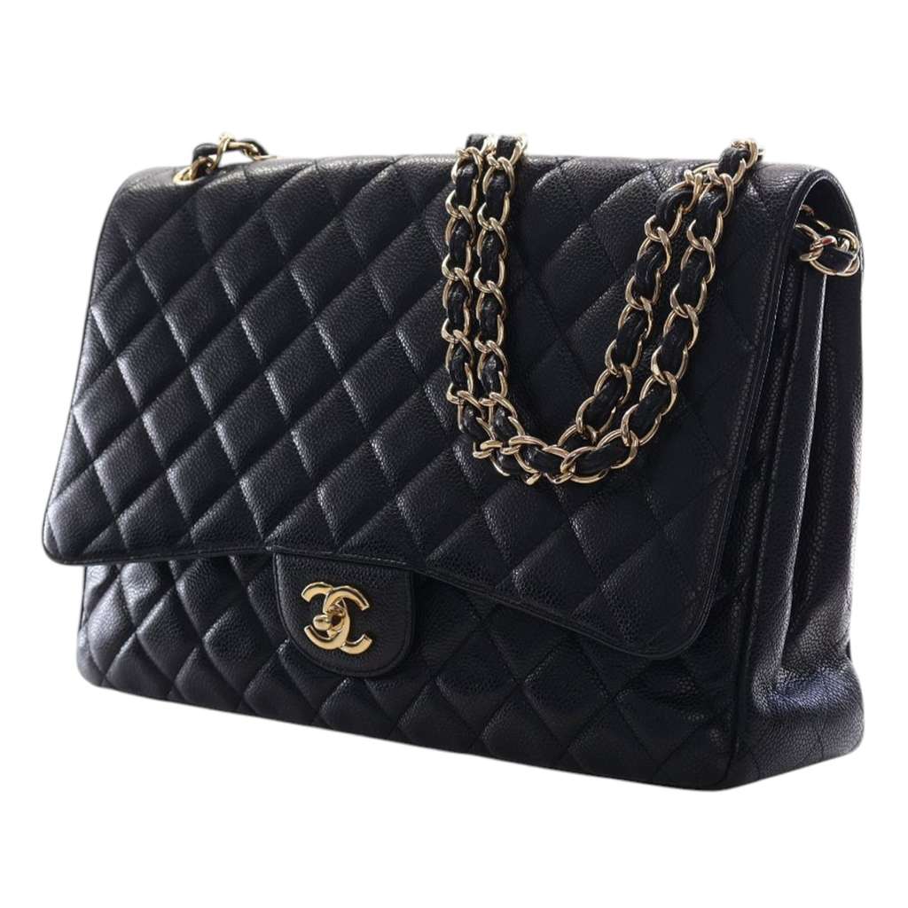 Chanel Maxi Classic Caviar Single Flap Black Leather Good condition - Inside View