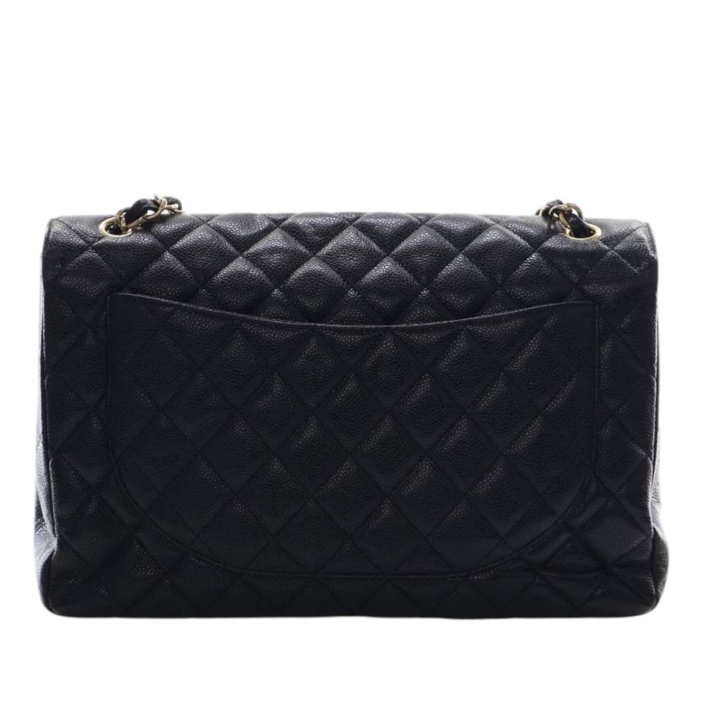 Chanel Maxi Classic Caviar Single Flap Black Leather Good condition - Model View